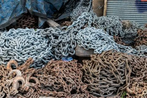 Several types of chains for design Foto stock