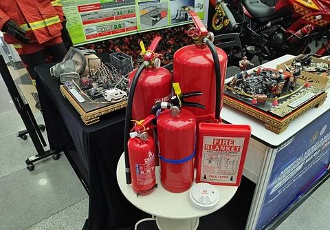 Several types of Fire extinguishers Stock Photos
