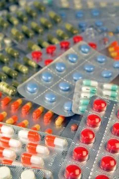 Several types of pills Stock Photos