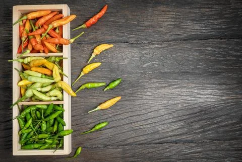 Several types of Thai pepper Stock Photos