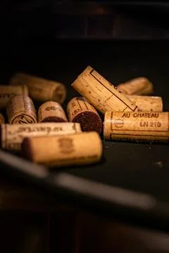 Several used wine corks Stock Photos