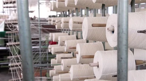 Several white wool rolls Stock Footage 56525947