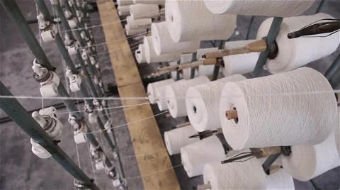 Several white wool rolls Stock Footage 56526796