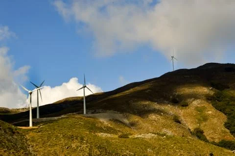 Several wind turbines Foto stock