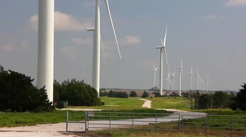Several wind turbines with road Video stock 41378877