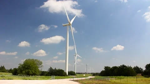 Several wind turbines in a row 스톡 동영상 41382561