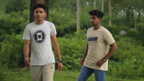 Several young men are walking Stock Footage 296525223