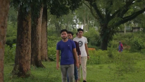 Several young men are walking Stock Footage 296525224