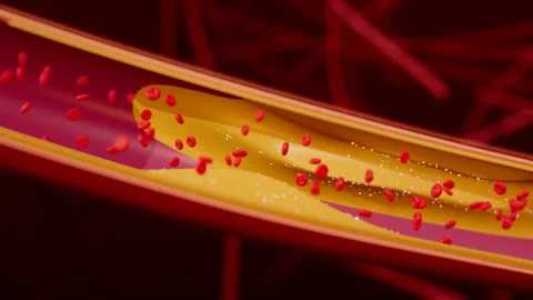 Severe Arterial Stenosis With Plaque Leaving Only A Narrow Slot For Blood To Video stock 343136441