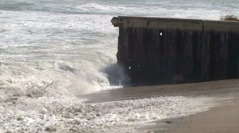 Severe Beach Erosion Stock Footage 7902154