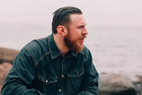Severe bearded man Stock Photos