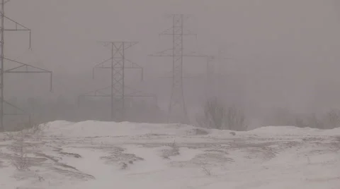 Severe Blizzard snowstorm and high wind with whiteouts Stock Footage 44150259