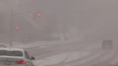 Severe Blizzard snowstorm and high wind with whiteouts Stock Footage 44152992