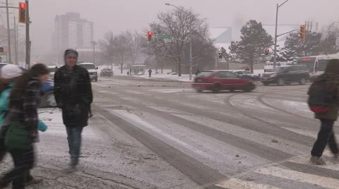 Severe Blizzard snowstorm and high wind with whiteouts Stock Footage 44153476