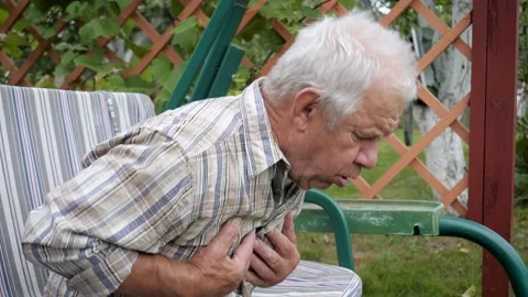 Severe Coughing Attack In An Elderly Man With Pneumonia Stock Footage 205709923