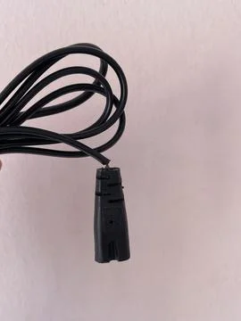 Severe Damage At Connector Base Of Black Power Cord Cable Stock Photos