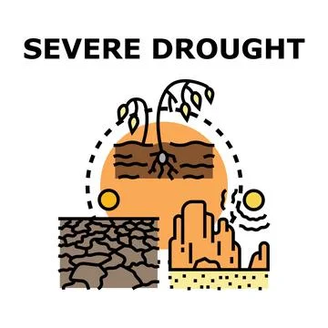 Severe drought causing environmental crisis and desertification concept ill.. Stock Illustration