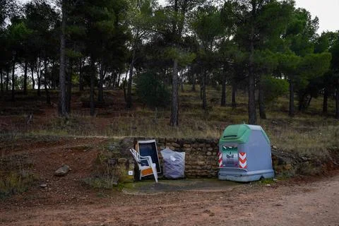 Severe environmental pollution caused by illegal dumping in a Mediterranean.. 写真素材