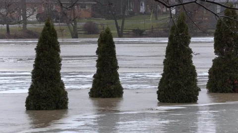 Severe flash flooding after rare winter heavy rain storm strikes Stock Footage 122669580
