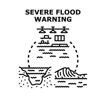 Severe flood warning concept with rising water levels Stock Illustration