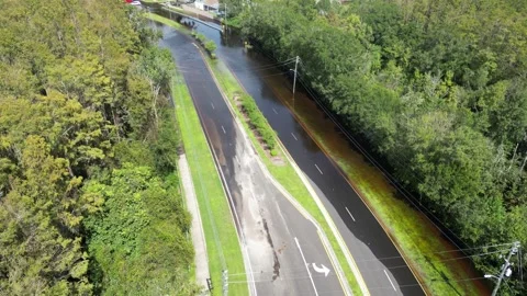 Severe Flooding from Milton Hurricane Devastates New Port Richey, Florida Stock Footage 288127449