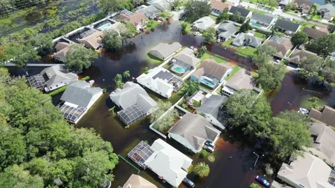 Severe Flooding from Milton Hurricane Devastates New Port Richey, Florida Stock Footage 288128411