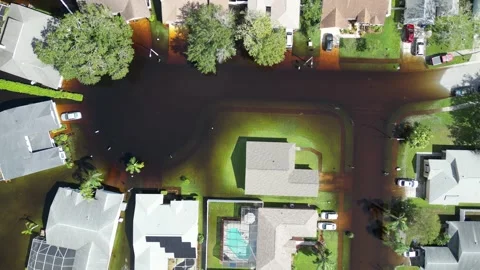 Severe Flooding from Milton Hurricane Devastates New Port Richey, Florida Stock Footage 288128618