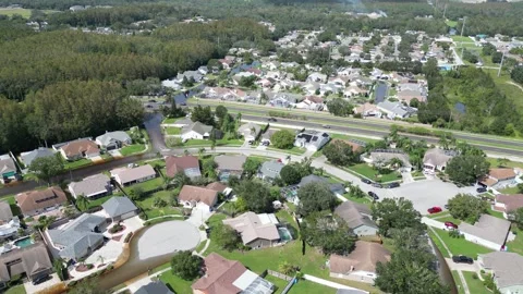 Severe Flooding from Milton Hurricane Devastates New Port Richey, Florida Stock Footage 288131190
