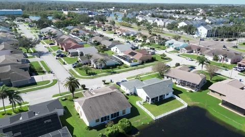 Severe Flooding from Milton Hurricane Devastates New Port Richey, Florida Stock Footage 288132539
