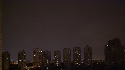 Severe lightning storm over a Shanghai city building Stock Footage 79122368