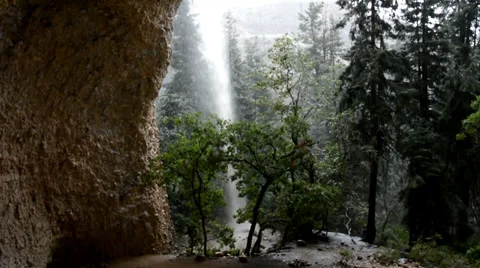 Severe mountain thunder storm with rock fall (wide 2) Stock-Footage 27846215