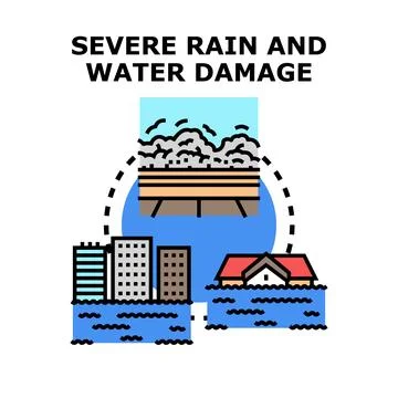 Severe rain and water damage abstract vector concept Stock Illustration