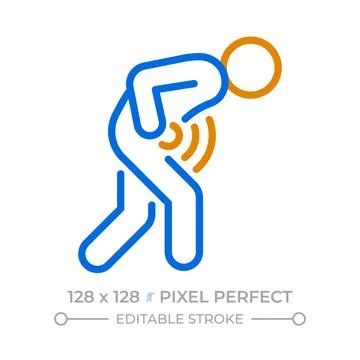 Severe stomach ache pixel perfect duotone line icon Stock Illustration