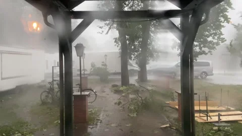 Severe storm and thunderstorm over BerlinBrandenburg 4K Stock Footage 312042217