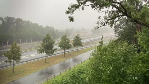 Severe storm and thunderstorms affected BerlinBrandenburg and Havelland district Stock Footage 312032452