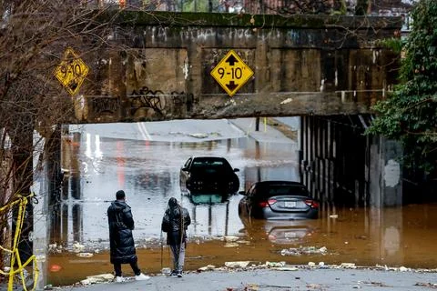 Severe storm front dumps more that four inches of rain on metro Atlanta area, US Fotos Stock