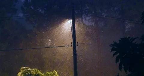 Severe storm. Night. Rain. With Sound. Lightning Stock Footage