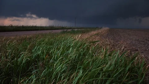 A Severe Storm Rolls Through Tornado Alley Stock Footage