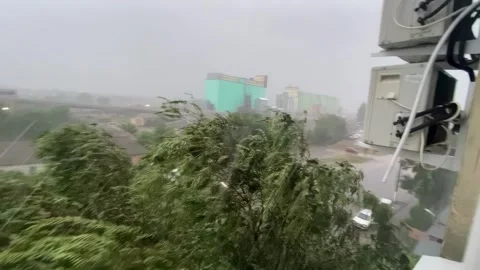 Severe Storm Viewed from Window Stock Footage 315036539