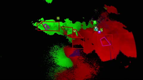 Severe storms with tornado warning and lightning on severe weather radar screen Stock Footage 157999194