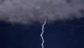 Severe thunderstorm and intense lightning in the night sky, loud thunder sounds 4k or 4k+ Resolution