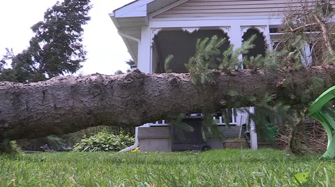 Severe thunderstorm damage after tornado warned storm in Ontario Canada Stock Footage 44383760