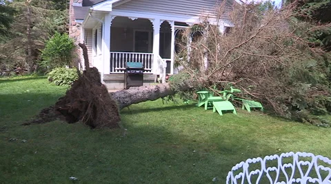 Severe thunderstorm damage after tornado warned storm in Ontario Canada Stock Footage 44383915