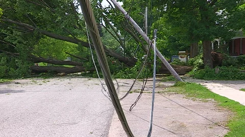 Severe thunderstorm damage after tornado warned storm in Ontario Canada Stock Footage 44385595