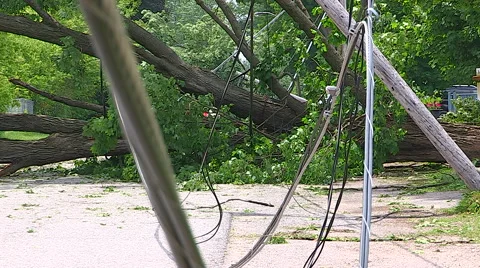 Severe thunderstorm damage after tornado warned storm in Ontario Canada Stock Footage 44385789