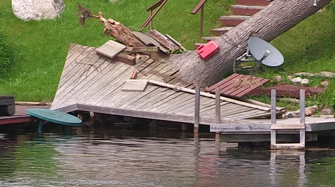 Severe thunderstorm damage after tornado warned storm in Ontario Canada Stock Footage 44386203