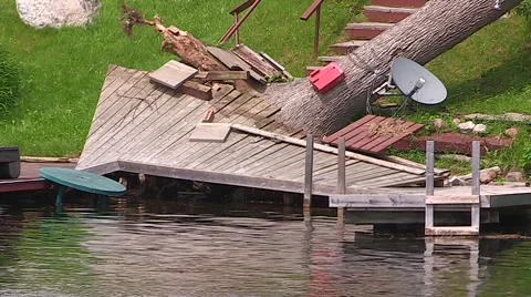 Severe thunderstorm damage after tornado warned storm in Ontario Canada Stock Footage 44386301