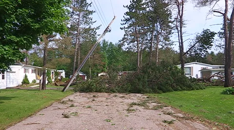 Severe thunderstorm damage after tornado warned storm in Ontario Canada Stock Footage 44387608