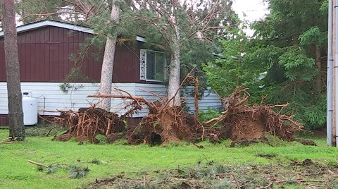 Severe thunderstorm damage after tornado warned storm in Ontario Canada Stock Footage 44387626