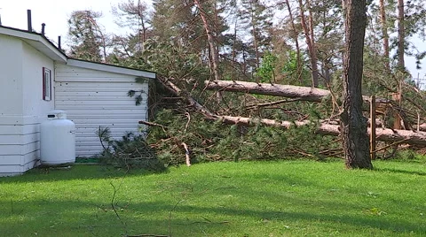 Severe thunderstorm damage after tornado warned storm in Ontario Canada Stock Footage 44387684